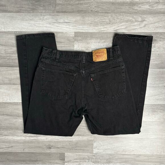 37X31 Vintage 90s Levis 505 Jeans Black Regular Fit Straight Leg USA Made - Picture 1 of 7